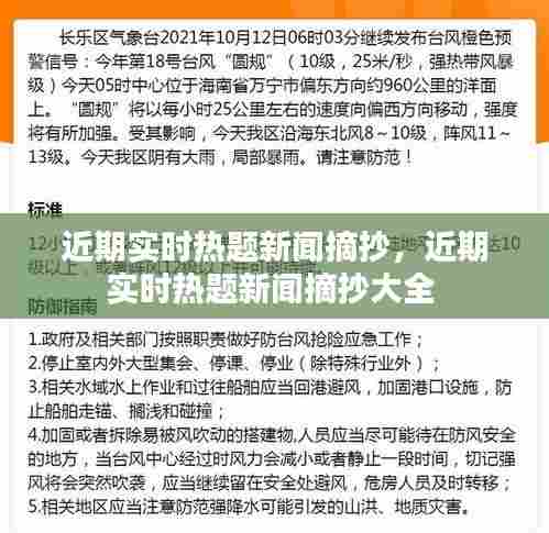 近期实时热题新闻摘抄,近期实时热题新闻摘抄大全