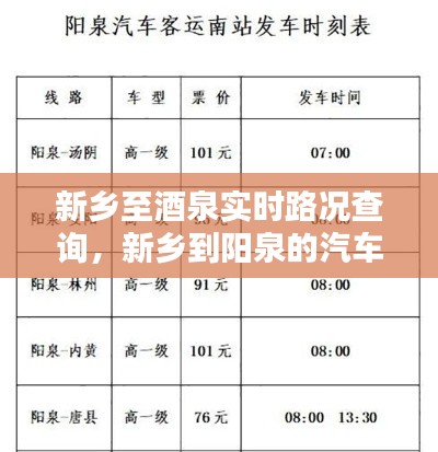 新乡至酒泉实时路况查询,新乡到阳泉的汽车站时刻表