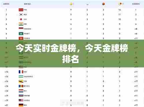 今天实时金牌榜，今天金牌榜排名 