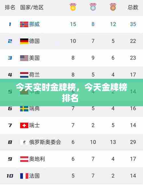 今天实时金牌榜,今天金牌榜排名
