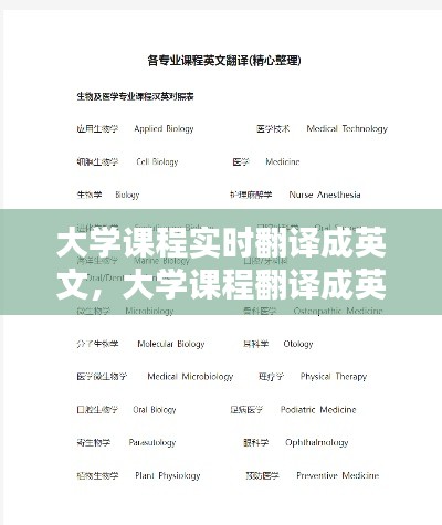 大学课程实时翻译成英文,大学课程翻译成英语