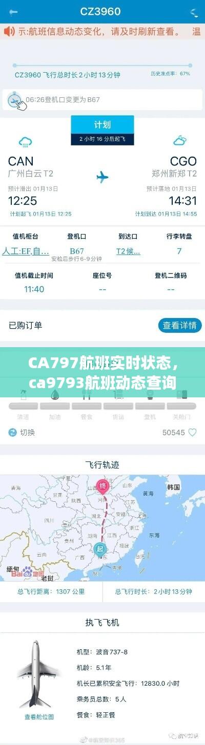 CA797航班实时状态，ca9793航班动态查询 