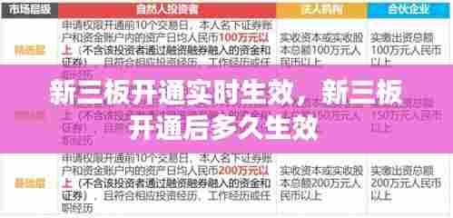 新三板开通实时生效,新三板开通后多久生效