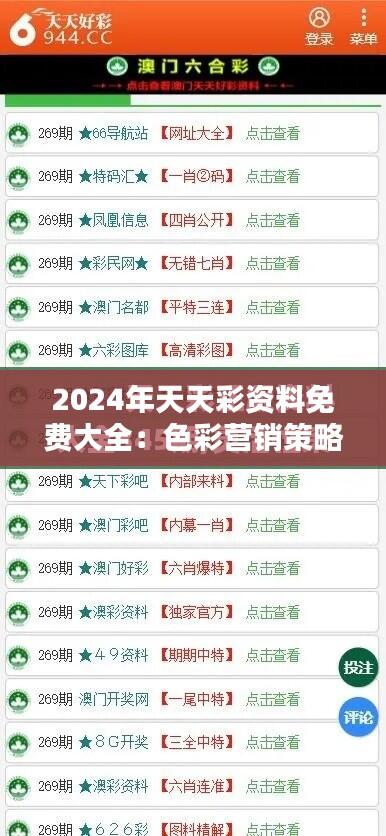 2024年天天彩资料免费大全:色彩营销策略指导