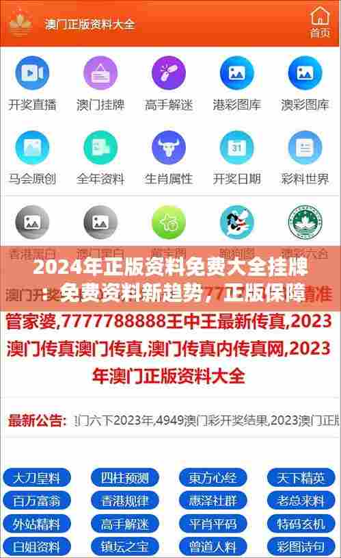 2024年正版资料免费大全挂牌:免费资料新趋势,正版保障更放心