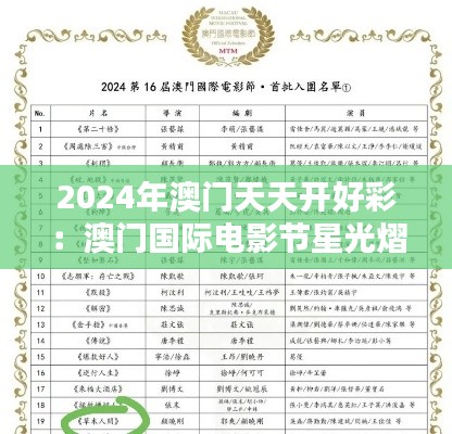 2024年澳门天天开好彩:澳门国际电影节星光熠熠