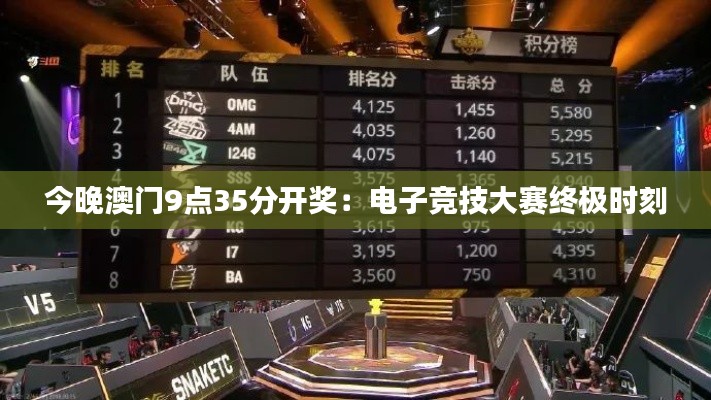 今晚澳门9点35分开奖:电子竞技大赛终极时刻