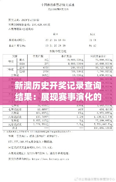 新澳历史开奖记录查询结果:展现赛事演化的全过程