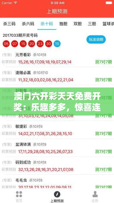 澳门六开彩天天免费开奖:乐趣多多,惊喜连连