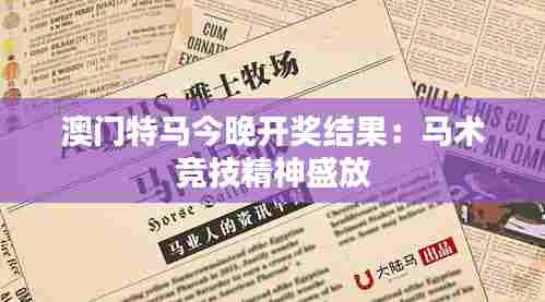 澳门特马今晚开奖结果:马术竞技精神盛放