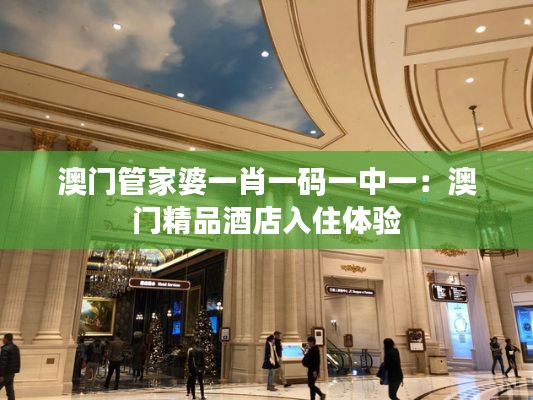 澳门管家婆一肖一码一中一:澳门精品酒店入住体验