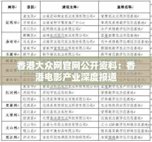 香港大众网官网公开资料:香港电影产业深度报道