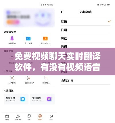 免费视频聊天实时翻译软件,有没有视频语音实时翻译软件