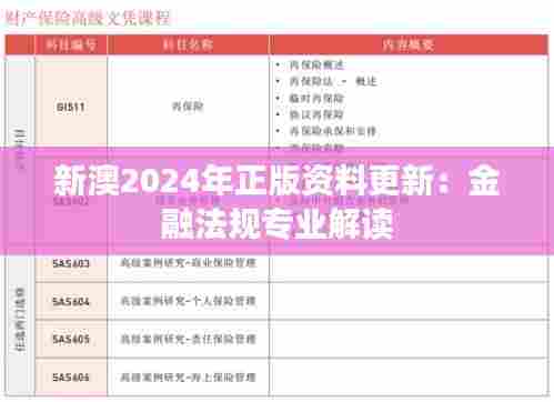 新澳2024年正版资料更新:金融法规专业解读