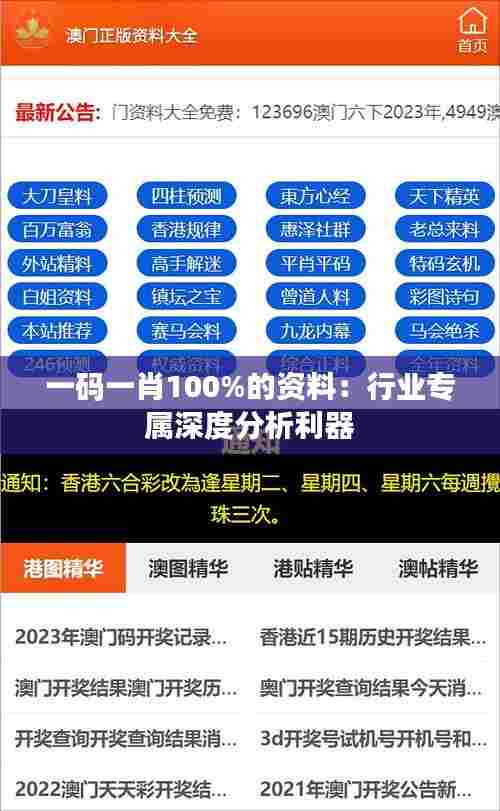 一码一肖100%的资料:行业专属深度分析利器