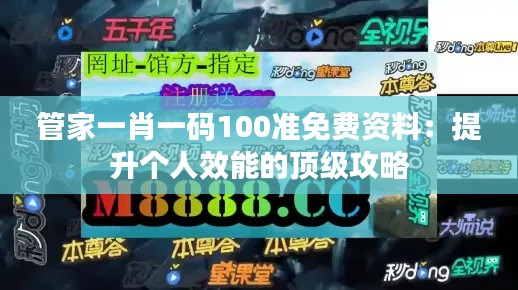 管家一肖一码100准免费资料:提升个人效能的顶级攻略