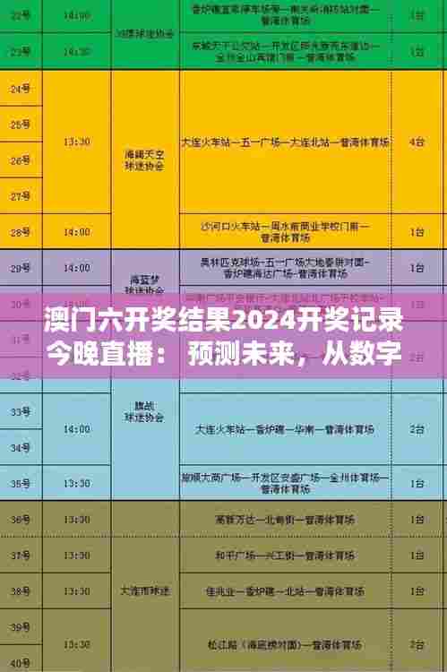 澳门六开奖结果2024开奖记录今晚直播: 预测未来,从数字规律开始