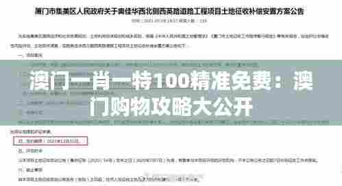 澳门一肖一特100精准免费:澳门购物攻略大公开
