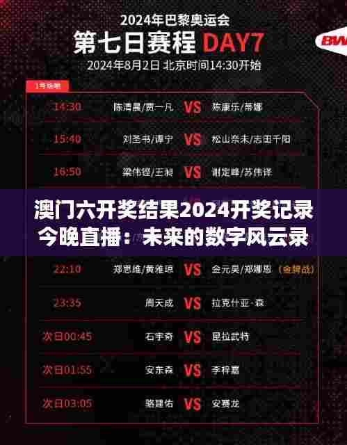 澳门六开奖结果2024开奖记录今晚直播：未来的数字风云录
