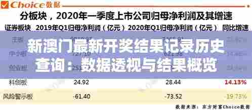 新澳门最新开奖结果记录历史查询:数据透视与结果概览