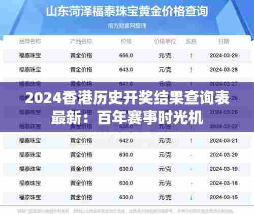2024香港历史开奖结果查询表最新：百年赛事时光机