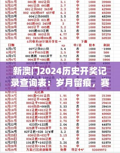 新澳门2024历史开奖记录查询表：岁月留痕，赛事档案鉴赏