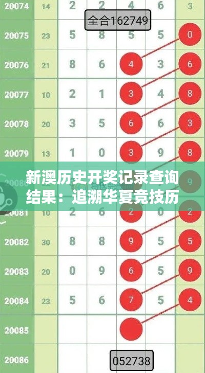新澳历史开奖记录查询结果:追溯华夏竞技历程