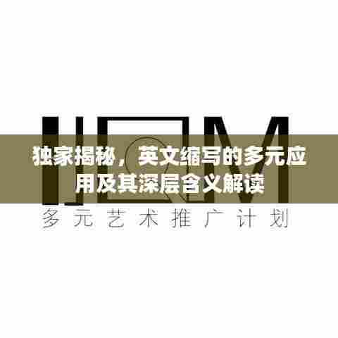 独家揭秘,英文缩写的多元应用及其深层含义解读