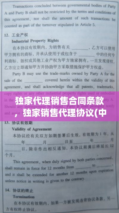 独家代理销售合同条款,独家销售代理协议(中英文)