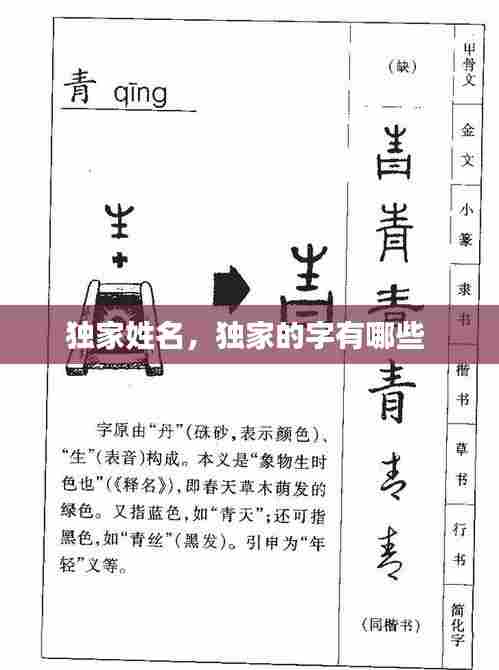 独家姓名，独家的字有哪些 