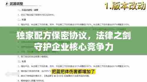 独家配方保密协议,法律之剑守护企业核心竞争力