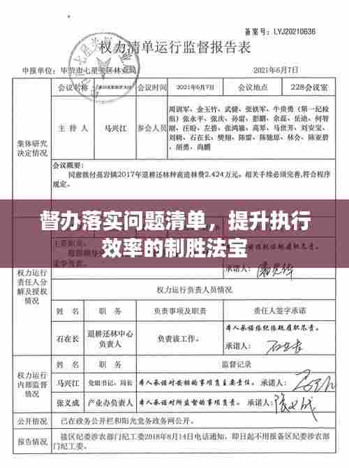 督办落实问题清单,提升执行效率的制胜法宝