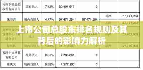 上市公司总股东排名规则及其背后的影响力解析