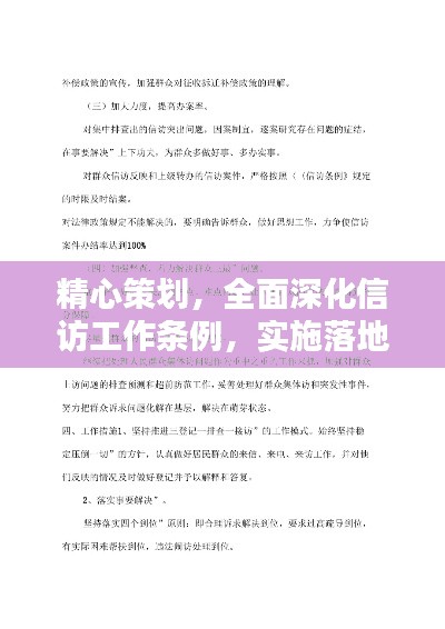 精心策划,全面深化信访工作条例,实施落地有声的落实计划