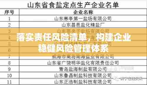 落实责任风险清单，构建企业稳健风险管理体系