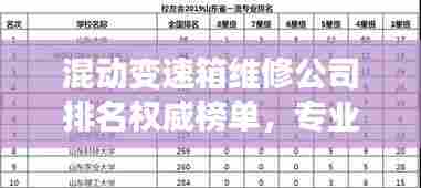 混动变速箱维修公司排名权威榜单,专业维修企业一览!