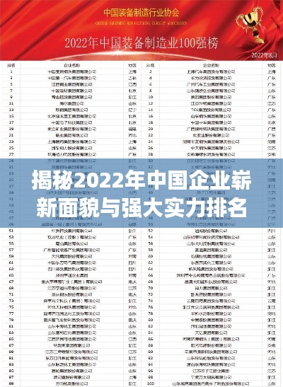揭秘2022年中国企业崭新面貌与强大实力排名榜单