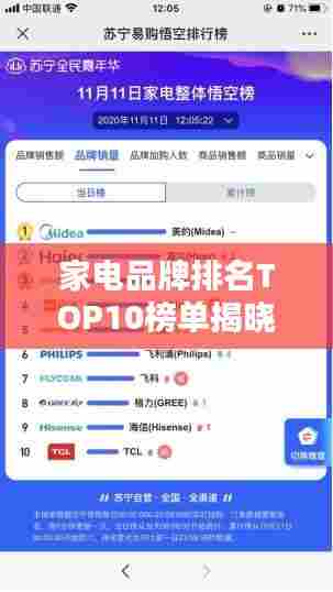 家电品牌排名TOP10榜单揭晓，品质卓越引人瞩目
