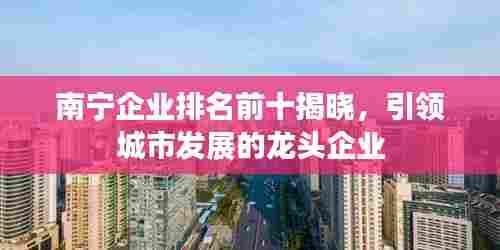 南宁企业排名前十揭晓，引领城市发展的龙头企业