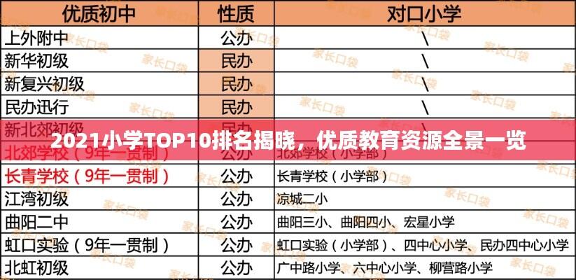 2021小学TOP10排名揭晓,优质教育资源全景一览