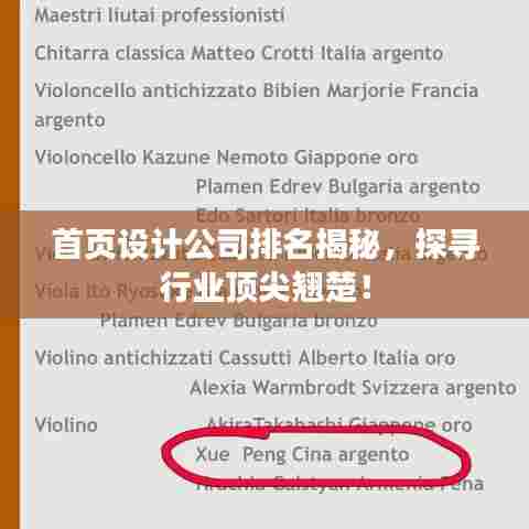 首页设计公司排名揭秘,探寻行业顶尖翘楚!