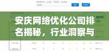 安庆网络优化公司排名揭秘,行业洞察与选择指南
