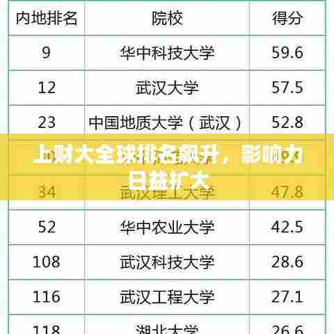 上财大全球排名飙升，影响力日益扩大