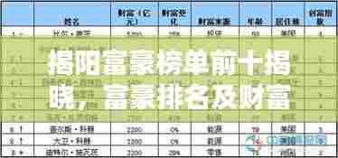 揭阳富豪榜单前十揭晓,富豪排名及财富大揭秘!