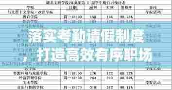 落实考勤请假制度,打造高效有序职场环境