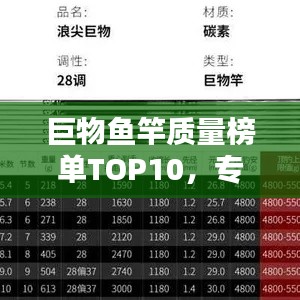 巨物鱼竿质量榜单TOP10,专业评级与选购指南