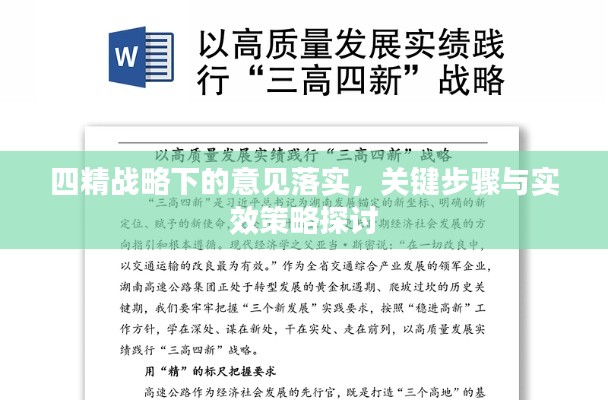 四精战略下的意见落实，关键步骤与实效策略探讨