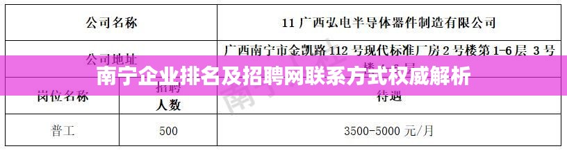南宁企业排名及招聘网联系方式权威解析