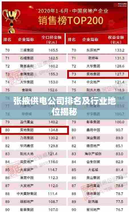 张掖供电公司排名及行业地位揭秘