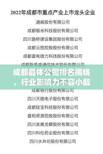 成都晶体公司排名揭晓，行业影响力不容小觑